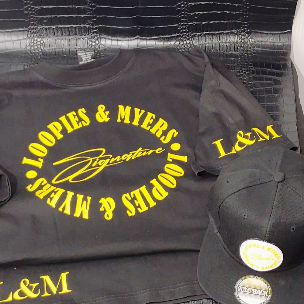 Black And Yellow Loopies And Myers T-Shirt And Hat